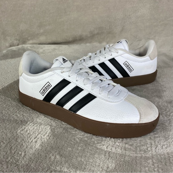 Adidas VL 3.0 Court Shoes Womens Size 7 White Black Classic Sneaker Casual - Picture 3 of 11